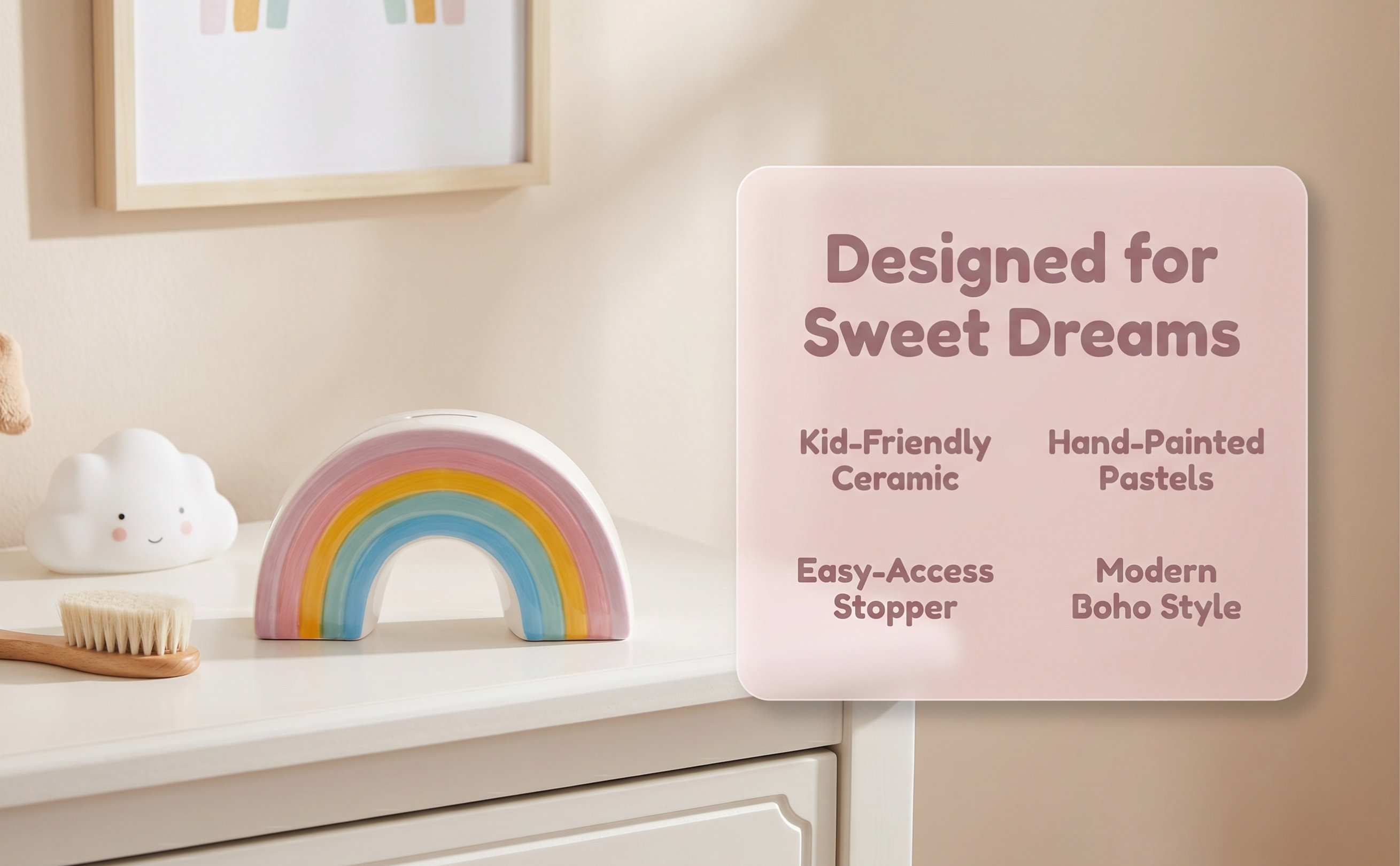 Kids Education Motivation - Rainbow Colored Ceramic Piggy Bank Chic