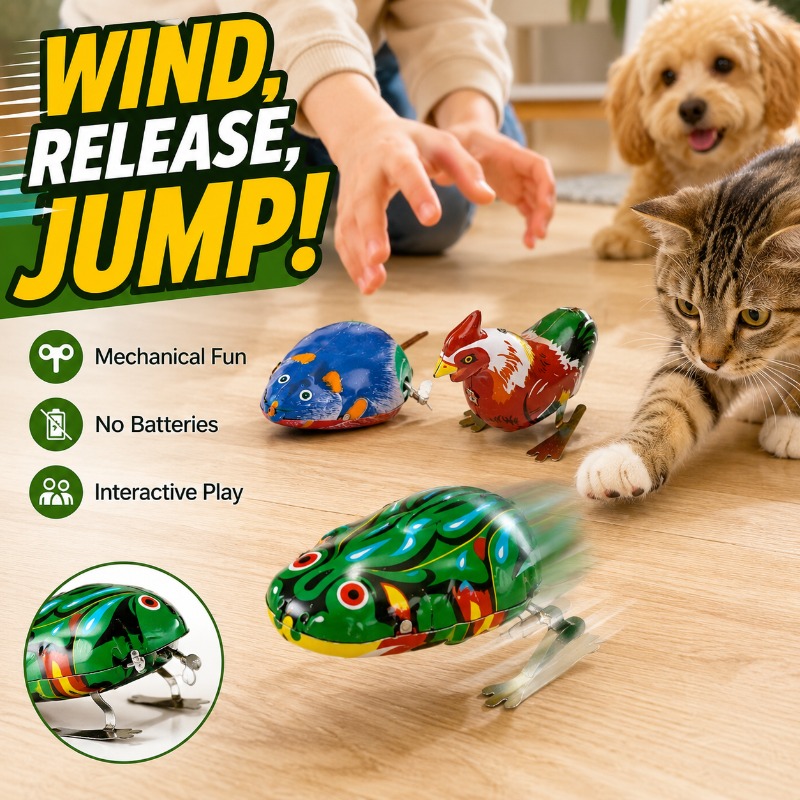 Kids Education Gift - Traditional Wind Up Jumping Frog Toy,