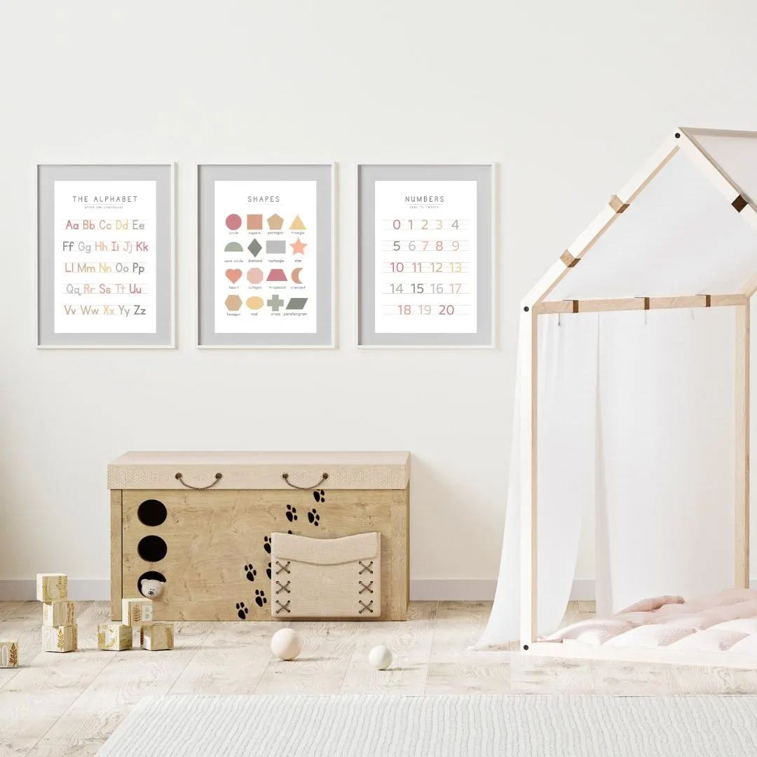 3pcs Gender-Neutral Alphabet a - Kids Educational Poster ulasan dan harga