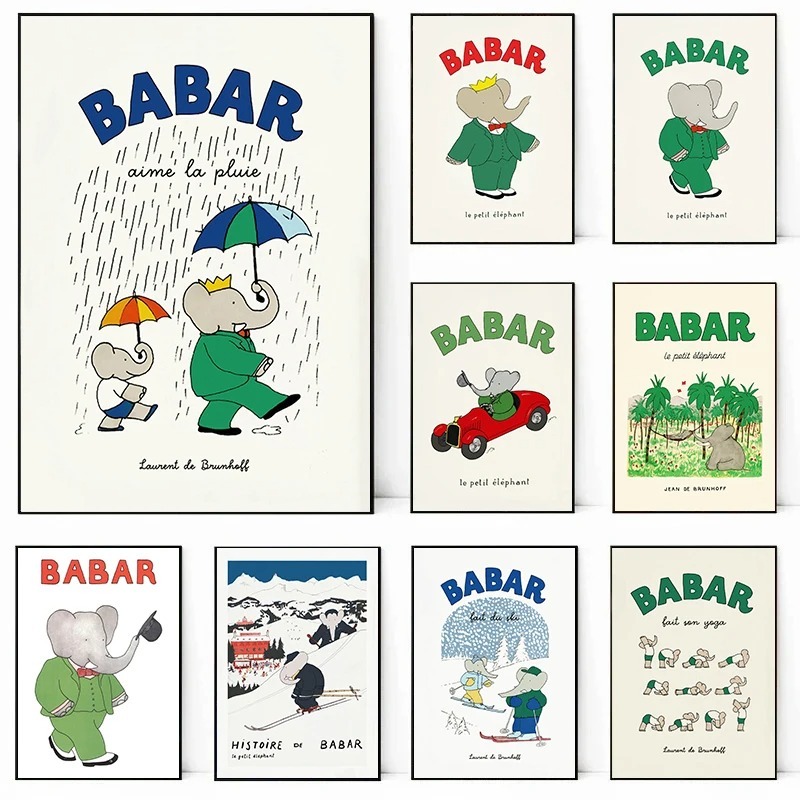 Elephant Babar France Fairy Ta - Kids Educational Poster ulasan dan harga