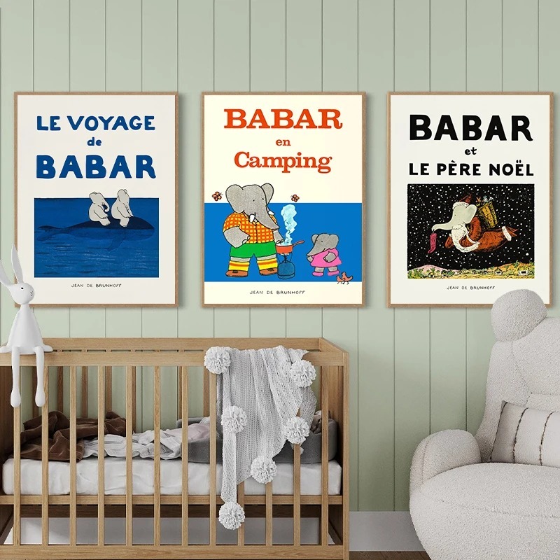 Elephant Babar France Fairy Ta - Kids Educational Poster ulasan dan harga